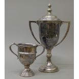Two silver plated trophy cups,