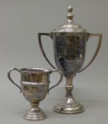 Two silver plated trophy cups,