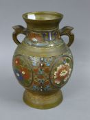 A Chinese bronze champleve vase. 23 cm high.