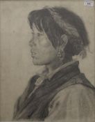 CHINESE/TIBETAN SCHOOL (20th century), A Man and a Woman, a pair of pencil portraits,