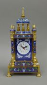 A cloisonne clock. 33.5 cm high.