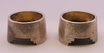 A pair of Russian silver salts. Each 3 cm high.