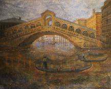 LINDA RAMSAY (20th/21st century) British, Rialto Bridge Venice, oil on canvas,