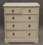 A Victorian painted pine chest of drawers. 92 cm wide.