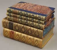 Shelley's Poems, 1919, in leather binding and Milton's poetical Works; together with three others.