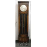 An early 20th century oak glazed fronted longcase clock. 194 cm high.