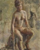 TERESA D'ELIA (1918-2011), Female Nude, oil on canvas, unframed. 40.5 x 51 cm.