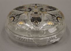 An Art Deco glass lidded powder bowl. 15 cm diameter.