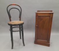 A Bentwood chair and a Victorian mahogany pot cupboard. The latter 36 cm wide.