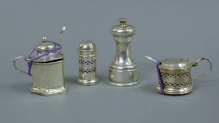 A quantity of silver cruets. 108.6 grammes of weighable silver.
