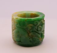 A jade archer's ring. 3 cm high.