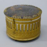 A 19th century tortoiseshell lidded music box. 12 cm diameter.