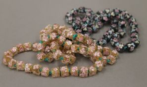 Two Italian glass bead necklaces. Each approximately 70 cm long.