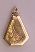 A 9 ct gold locket. 2.9 grammes total weight.