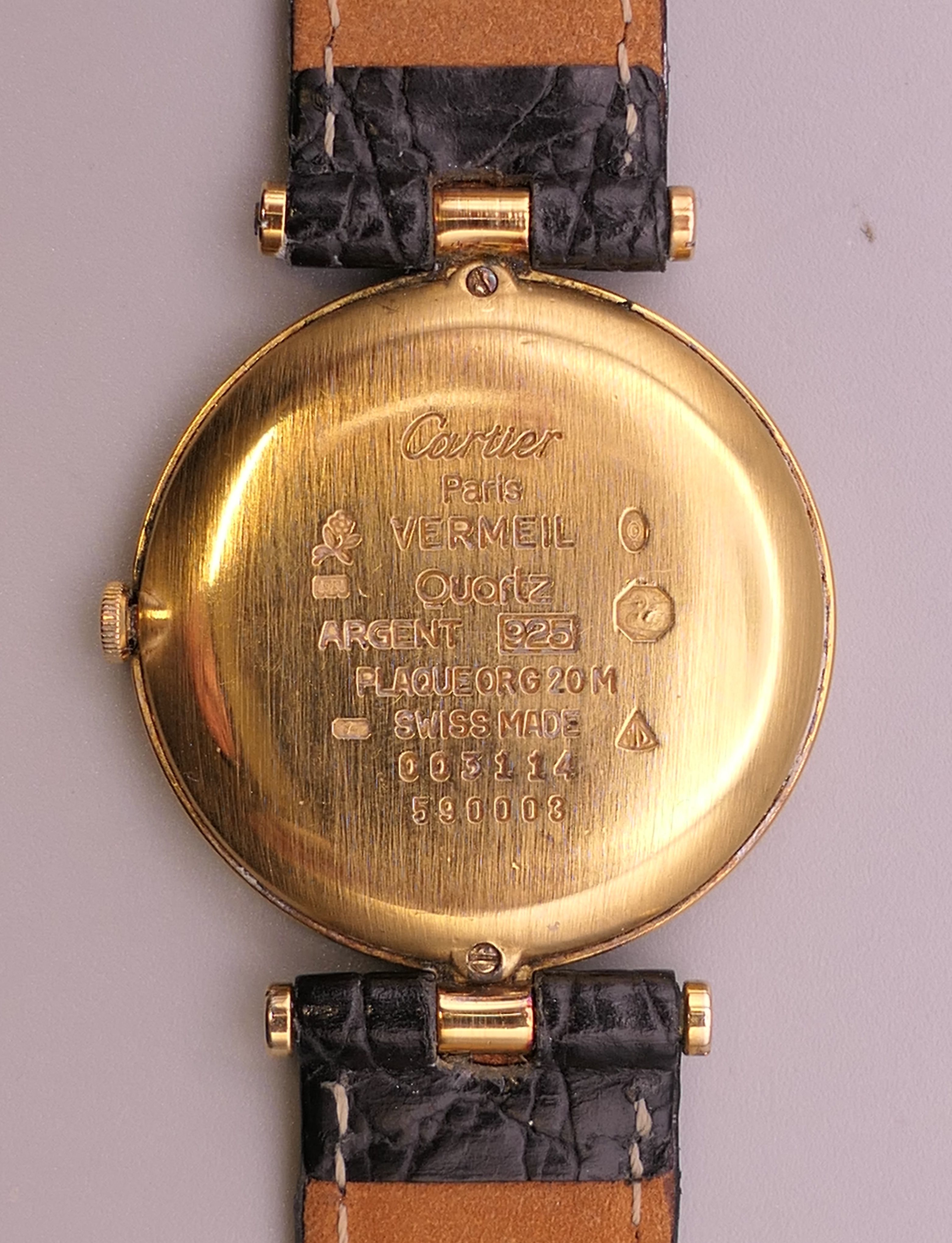 A Must de Cartier gold Vermeil gentlemen's wristwatch. 3 cm wide. - Image 4 of 4