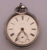 A silver pocket watch.