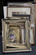 A quantity of paintings, prints and frames.