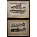 HILARY HAMILTON, Thaxted, a pair of limited edition prints, each framed and glazed. 28 x 19 cm.