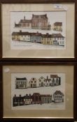 HILARY HAMILTON, Thaxted, a pair of limited edition prints, each framed and glazed. 28 x 19 cm.