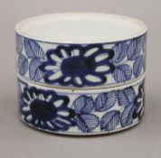 Two 19th century Chinese blue and white porcelain stacking dishes. 9.5 cm diameter.