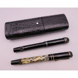 Two 18 ct gold nib Montblanc fountain pens: a Meisterstuck Agatha Christie edition numbered