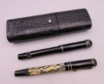 Two 18 ct gold nib Montblanc fountain pens: a Meisterstuck Agatha Christie edition numbered