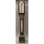 A Victorian oak stick barometer. 104.5 cm high.