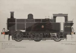 LMS 3F Train, print, framed and glazed. 41 x 29 cm.