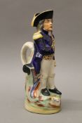 A late 19th century Staffordshire Lord Nelson jug. 30 cm high.