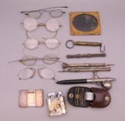 A quantity of miscellaneous items, including propelling pencils, spectacles, etc.