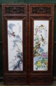 A pair of framed Chinese plaques. 36 x 119.5 cm.