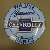 A Chevrolet enamel sign. 29.5 cm diameter.