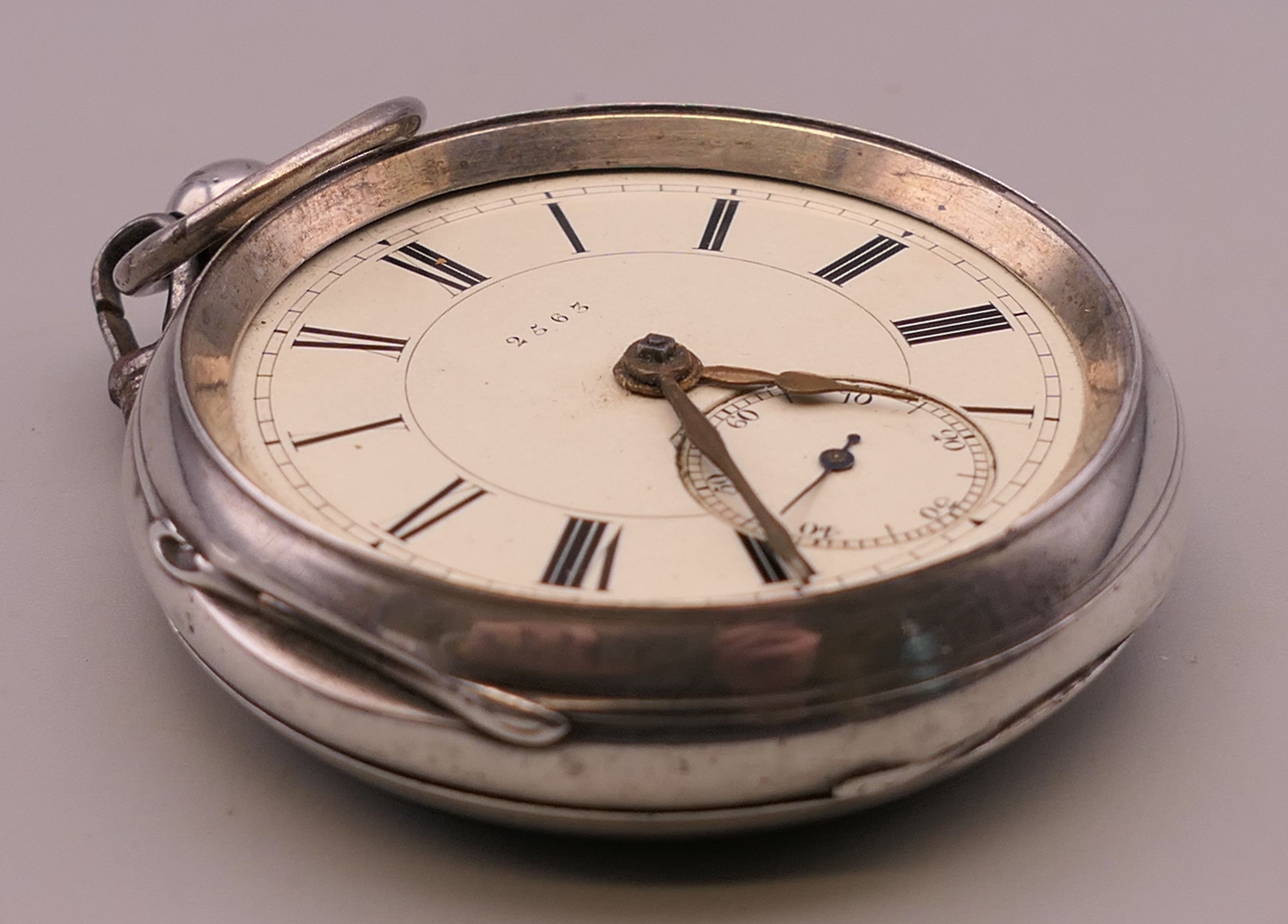 A silver pocket watch. - Image 2 of 3