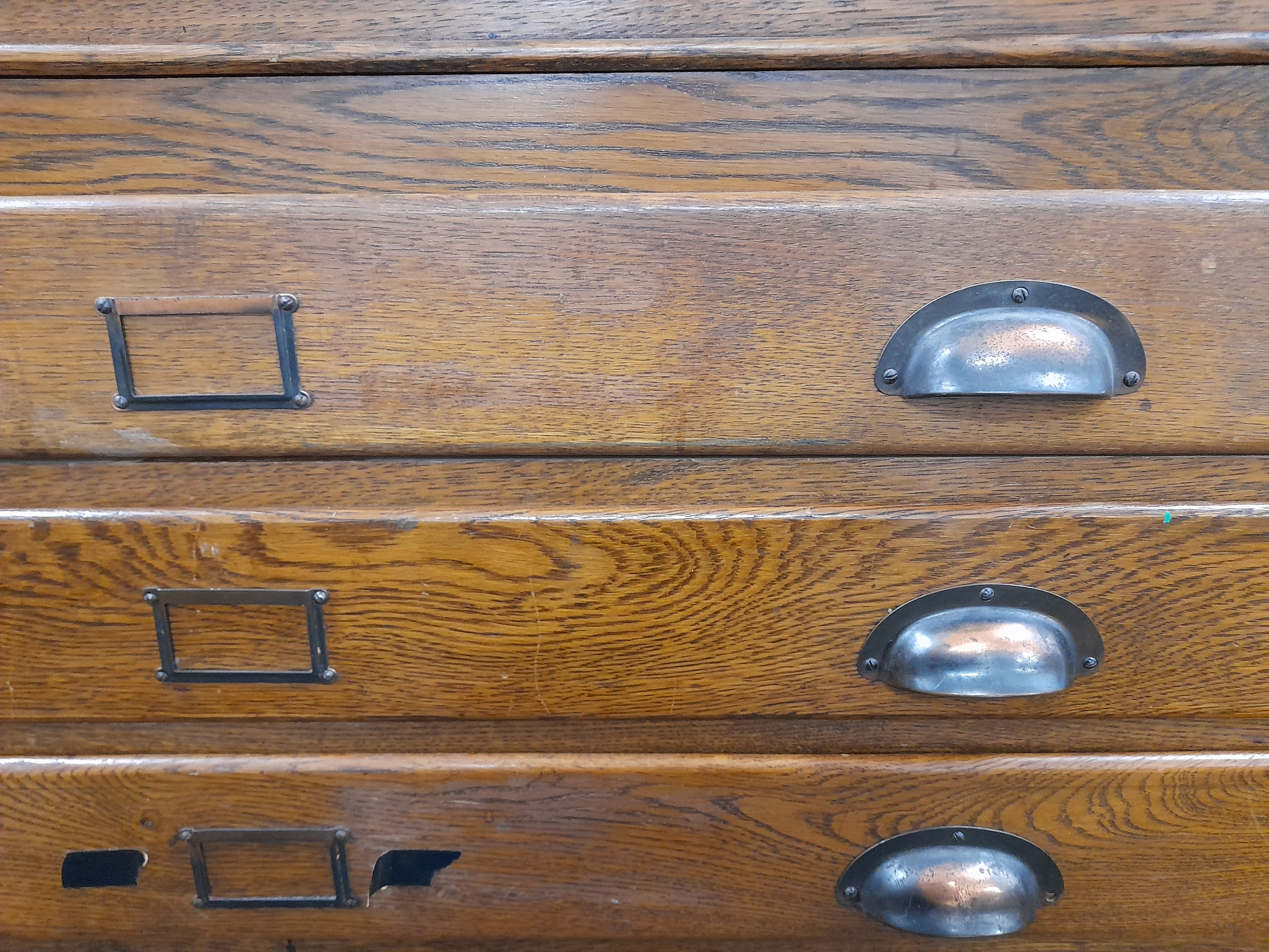 Two vintage plan chests. 119 cm wide. - Image 8 of 12