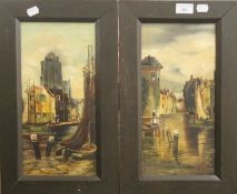 DUTCH SCHOOL, a pair of oils on canvas, signed BLANCHFLOWER and dated 1922, framed. 16.5 x 34.5 cm.