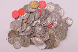 A quantity of various tokens.
