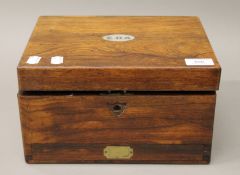 A Victorian rosewood work box. 28 cm wide.