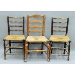 A pair of 19th century Country chairs and another.