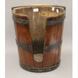 A 19th century brass bound plate bucket.
