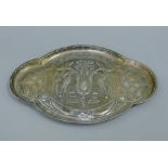 An Art Nouveau silver tray. 31 cm wide. 256.2 grammes.