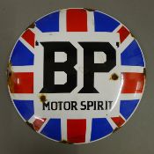 A BP enamel sign. 29.5 cm diameter.