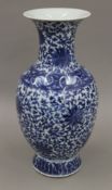 A 19th century Chinese blue and white porcelain vase. 39 cm high.