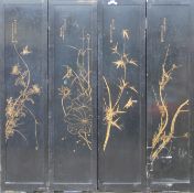A Chinese four section lacquered screen. 180 cm high x 180 cm wide.