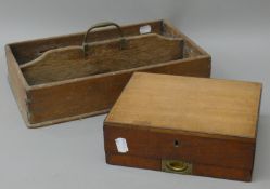 A Victorian mahogany cutlery tray and an artist's box.