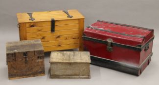 A quantity of various trunks and boxes.