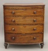 A 19th century mahogany bow front chest of drawers. 108 cm wide.