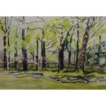 ANN FROSHAUG, Highbury Fields, watercolour, framed and glazed. 29 x 20 cm.