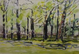ANN FROSHAUG, Highbury Fields, watercolour, framed and glazed. 29 x 20 cm.