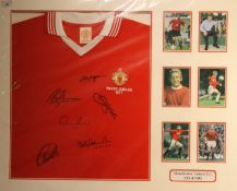 A Manchester United FC Legends mounted 1977 Silver Jubilee football shirt,