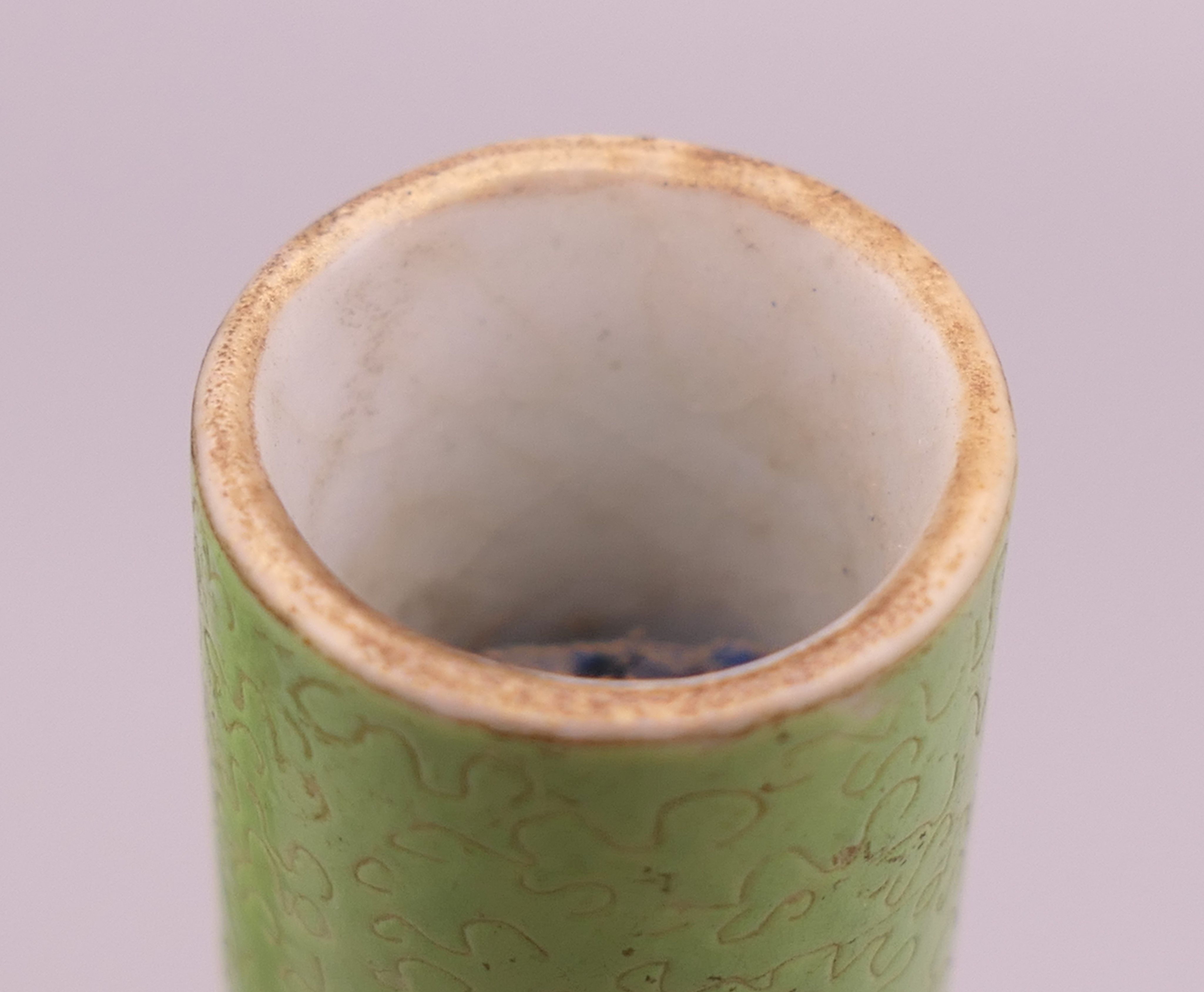 A pair of 19th century Chinese green ground porcelain vases decorated with floral sprays. 17. - Image 13 of 14